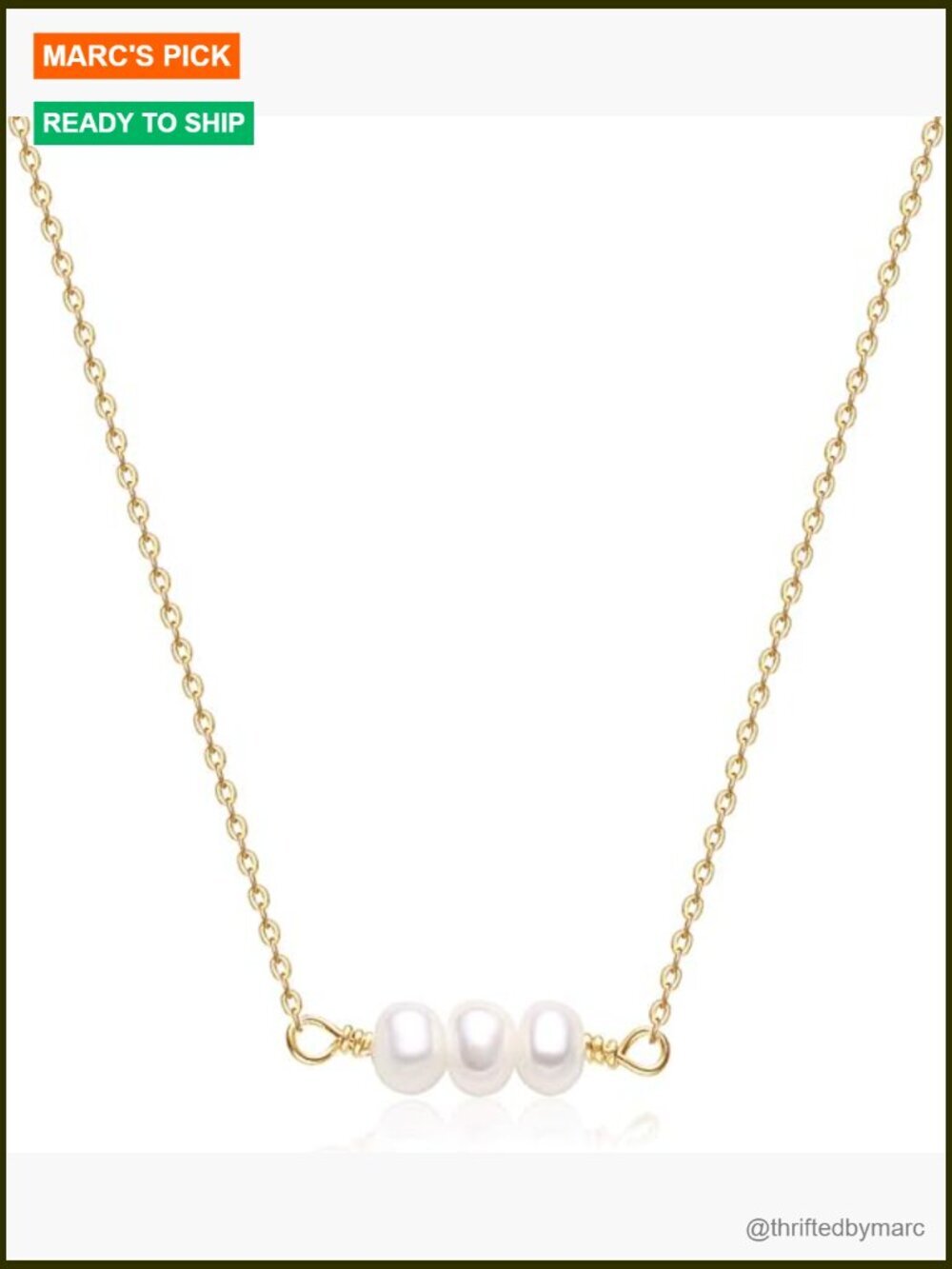 3 Pearl Choker Necklace 14k Gold Plated Dainty Layered